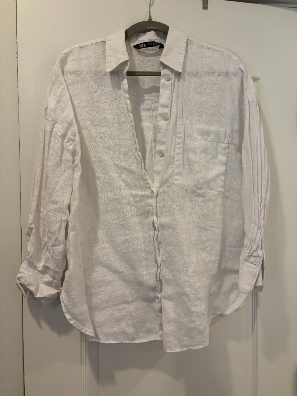 ZARA 100% LINEN BUTTON DOWN